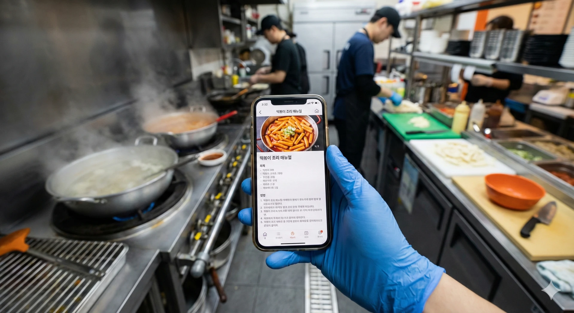 Franchisee-only app Sodam, integrated with FDAM ERP, displaying franchisor headquarters notices and recipes