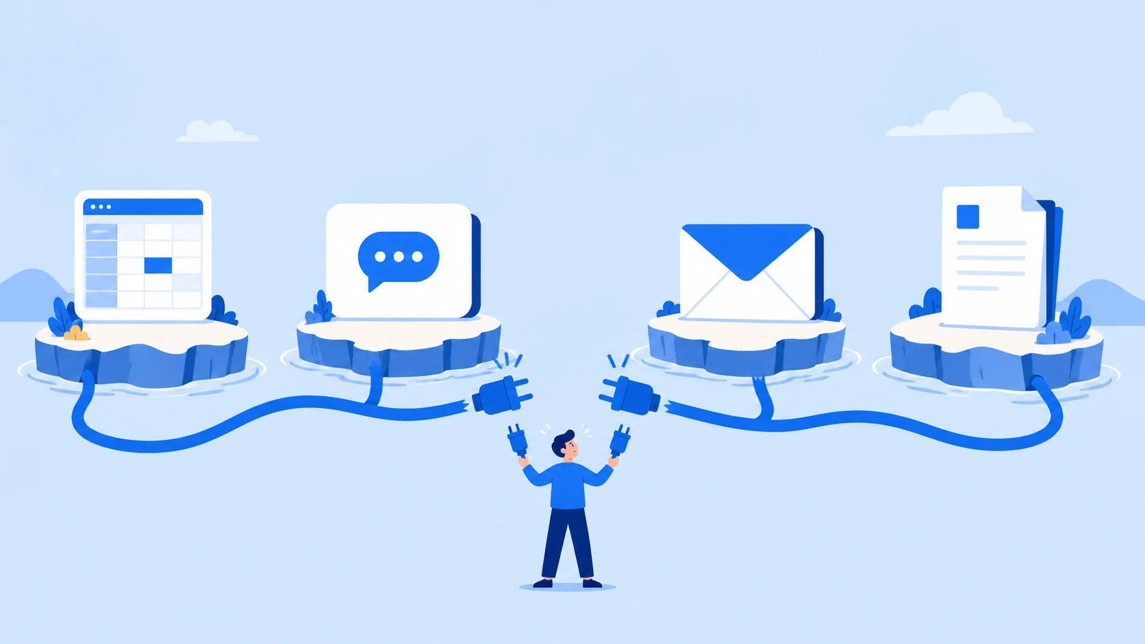 Image showing franchisor headquarters tasks scattered across Excel, messenger, email, and paper documents.