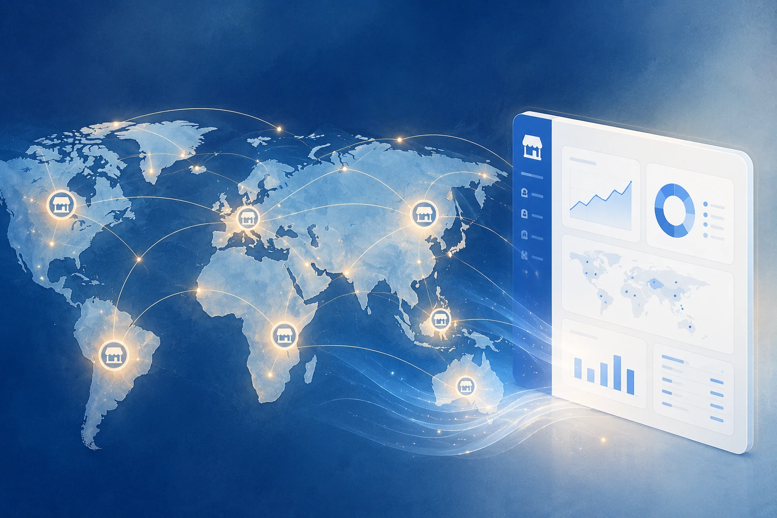 Franchisor headquarters operating system and global expansion infrastructure diagram